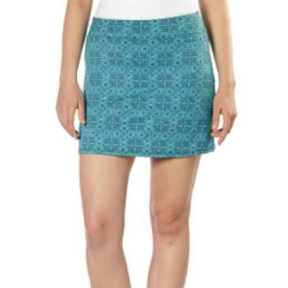 Tranquility by Colorado Clothing Teal Patterned Mini Skort Large